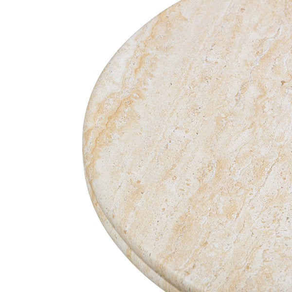 TOV Furniture Amora Faux Travertine Round Accent Table – Stylish Indoor/Outdoor Design with Sculptural Appeal 32" TOV-OC54412