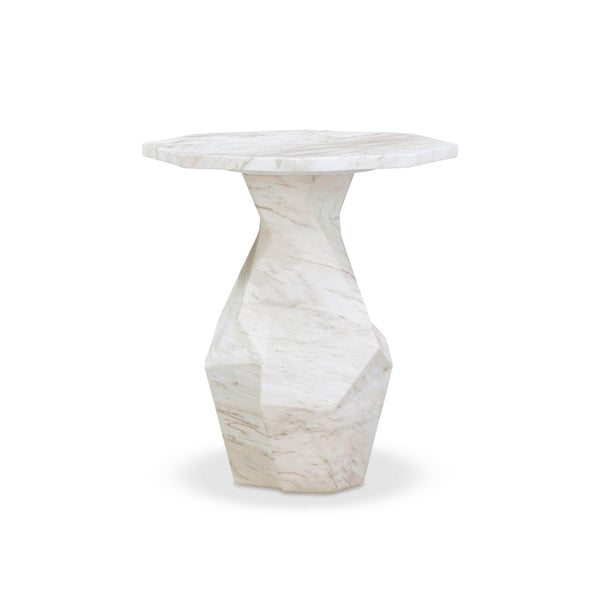 TOV Furniture Esme Faux Marble Round Side Table - Stylish Indoor/Outdoor Accent with Chiseled Concrete Design TOV-OC54415