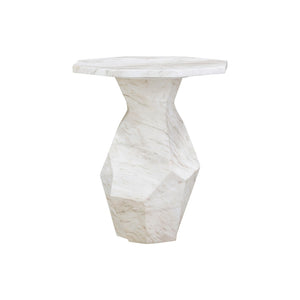 TOV Furniture Esme Faux Marble Round Side Table - Stylish Indoor/Outdoor Accent with Chiseled Concrete Design TOV-OC54415