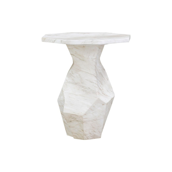 TOV Furniture Esme Faux Marble Round Side Table - Stylish Indoor/Outdoor Accent with Chiseled Concrete Design TOV-OC54415