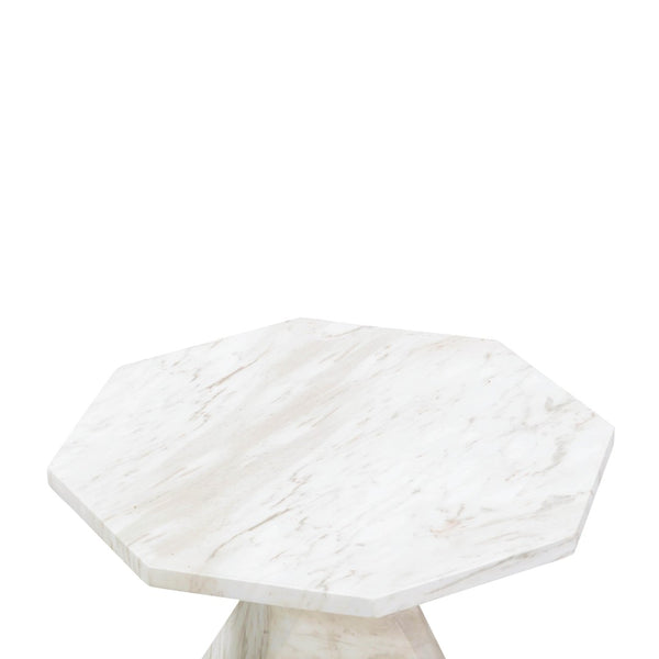 TOV Furniture Esme Faux Marble Round Side Table - Stylish Indoor/Outdoor Accent with Chiseled Concrete Design TOV-OC54415