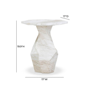 TOV Furniture Esme Faux Marble Round Side Table - Stylish Indoor/Outdoor Accent with Chiseled Concrete Design TOV-OC54415
