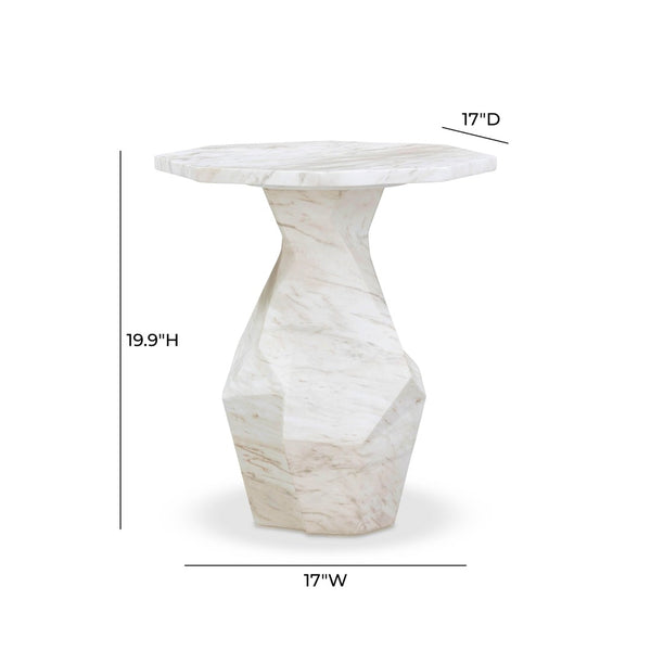 TOV Furniture Esme Faux Marble Round Side Table - Stylish Indoor/Outdoor Accent with Chiseled Concrete Design TOV-OC54415