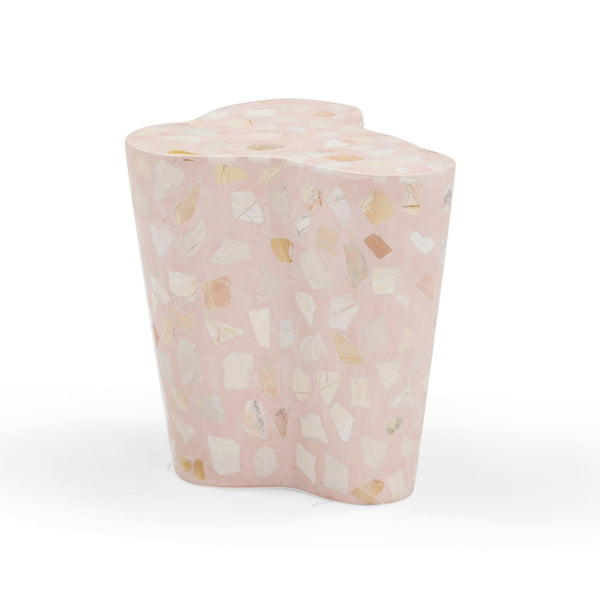 TOV Furniture Slab Sculptural Faux Terrazzo Side Table for Indoor and Outdoor Spaces – Durable Concrete Design Pink TOV-OC54434