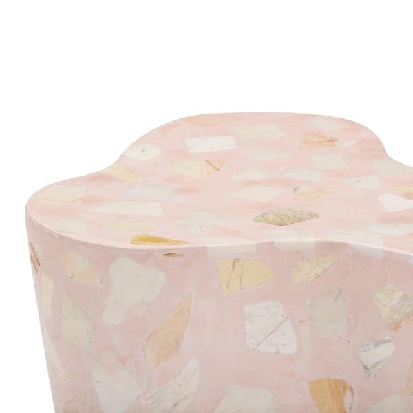 TOV Furniture Slab Sculptural Faux Terrazzo Side Table for Indoor and Outdoor Spaces – Durable Concrete Design Pink TOV-OC54434
