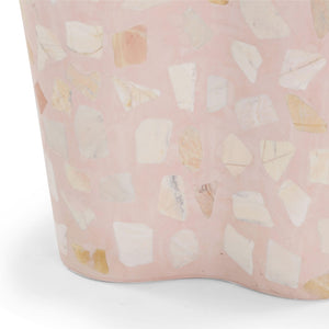 TOV Furniture Slab Sculptural Faux Terrazzo Side Table for Indoor and Outdoor Spaces – Durable Concrete Design Pink TOV-OC54434
