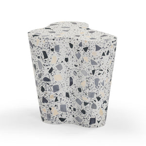 TOV Furniture Slab Sculptural Faux Terrazzo Side Table for Indoor and Outdoor Spaces – Durable Concrete Design Black and White TOV-OC54435