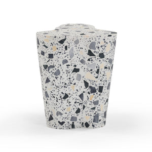 TOV Furniture Slab Sculptural Faux Terrazzo Side Table for Indoor and Outdoor Spaces – Durable Concrete Design Black and White TOV-OC54435