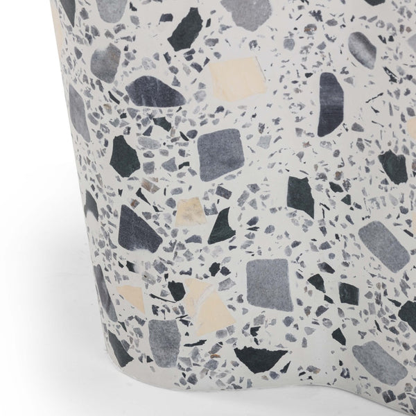 TOV Furniture Slab Sculptural Faux Terrazzo Side Table for Indoor and Outdoor Spaces – Durable Concrete Design Black and White TOV-OC54435