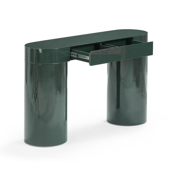 TOV Furniture Mira High Gloss Console Table - Chic Retro Design with Soft-Close Drawers for Stylish Storage Solutions Green TOV-OC54441