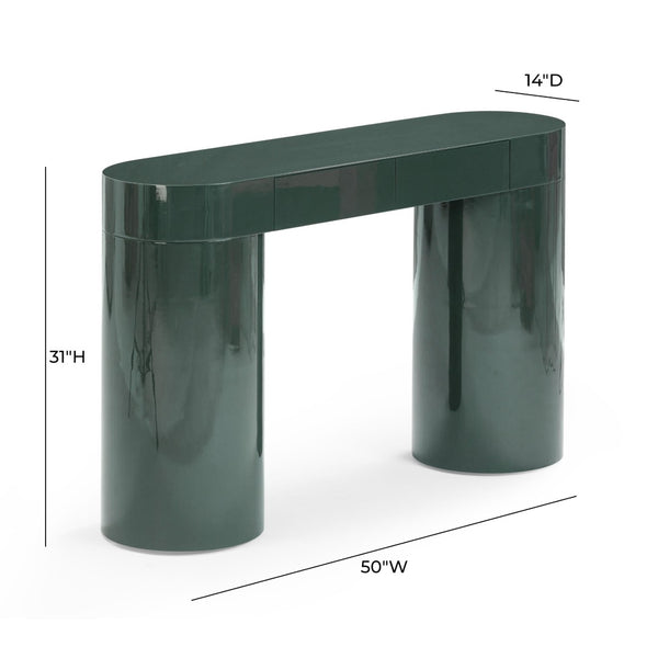 TOV Furniture Mira High Gloss Console Table - Chic Retro Design with Soft-Close Drawers for Stylish Storage Solutions Green TOV-OC54441