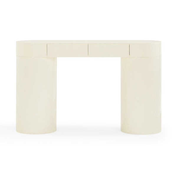 TOV Furniture Mira High Gloss Console Table - Chic Retro Design with Soft-Close Drawers for Stylish Storage Solutions Cream TOV-OC54442