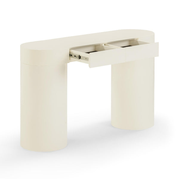 TOV Furniture Mira High Gloss Console Table - Chic Retro Design with Soft-Close Drawers for Stylish Storage Solutions Cream TOV-OC54442