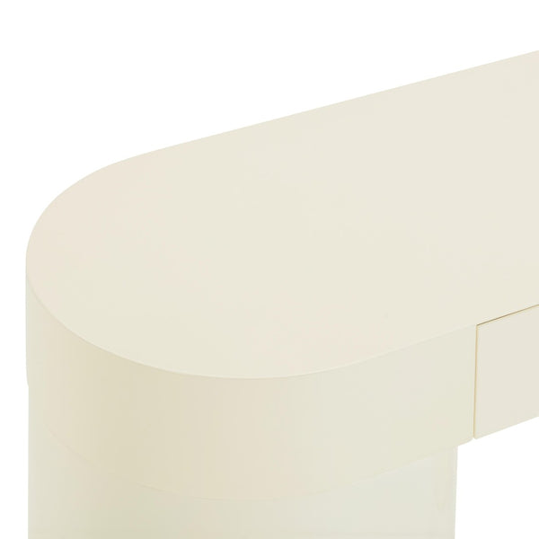 TOV Furniture Mira High Gloss Console Table - Chic Retro Design with Soft-Close Drawers for Stylish Storage Solutions Cream TOV-OC54442
