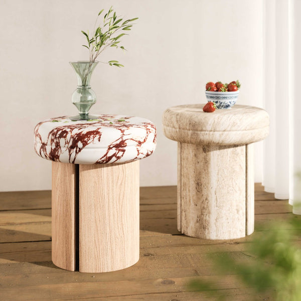TOV Furniture Sheila Textured Concrete Side Table - Modern Industrial Design for Indoor and Outdoor Elegance Multi/Natural TOV-OC54467