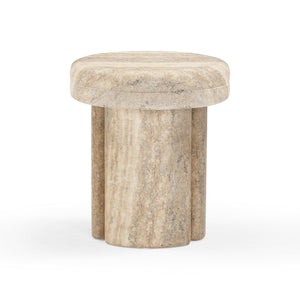 TOV Furniture Sheila Textured Concrete Side Table - Modern Industrial Design for Indoor and Outdoor Elegance Travertine TOV-OC54466