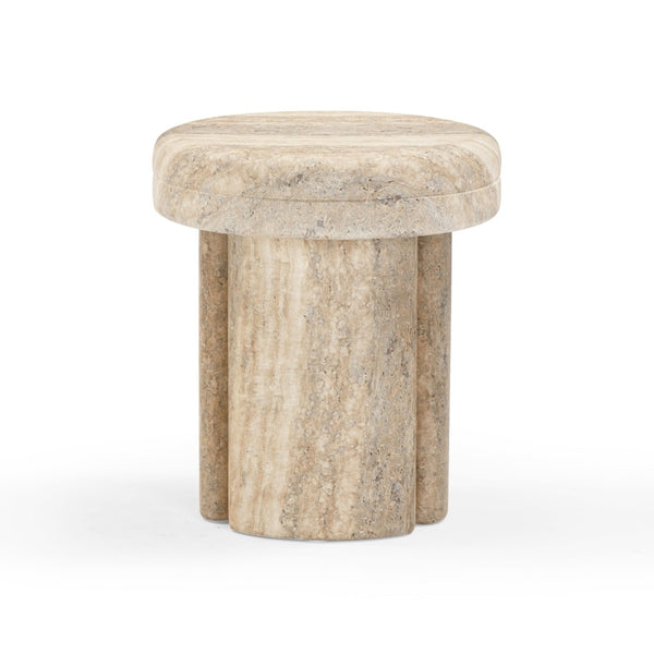 TOV Furniture Sheila Textured Concrete Side Table - Modern Industrial Design for Indoor and Outdoor Elegance Travertine TOV-OC54466