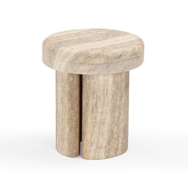 TOV Furniture Sheila Textured Concrete Side Table - Modern Industrial Design for Indoor and Outdoor Elegance Travertine TOV-OC54466