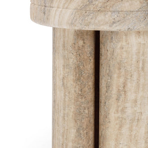 TOV Furniture Sheila Textured Concrete Side Table - Modern Industrial Design for Indoor and Outdoor Elegance Travertine TOV-OC54466