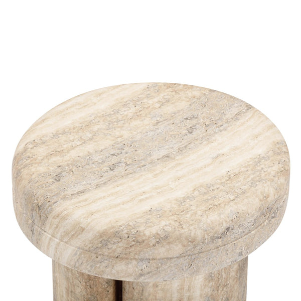 TOV Furniture Sheila Textured Concrete Side Table - Modern Industrial Design for Indoor and Outdoor Elegance Travertine TOV-OC54466