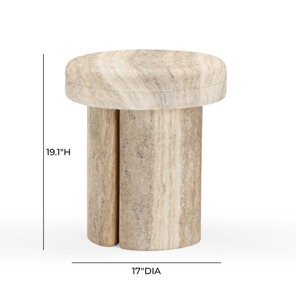 TOV Furniture Sheila Textured Concrete Side Table - Modern Industrial Design for Indoor and Outdoor Elegance Travertine TOV-OC54466