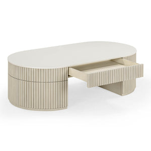 TOV Furniture Bella 52" Cream Storage Coffee Table - Stylish Handcrafted Centerpiece with Soft-Close Drawer Design TOV-OC54470