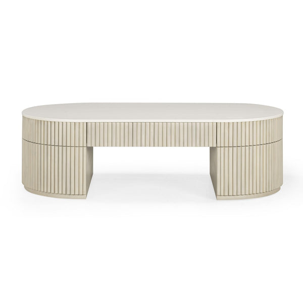 TOV Furniture Bella 52" Cream Storage Coffee Table - Stylish Handcrafted Centerpiece with Soft-Close Drawer Design TOV-OC54470