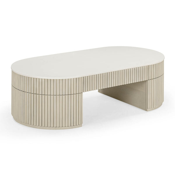 TOV Furniture Bella 52" Cream Storage Coffee Table - Stylish Handcrafted Centerpiece with Soft-Close Drawer Design TOV-OC54470