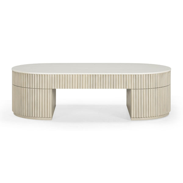 TOV Furniture Bella 52" Cream Storage Coffee Table - Stylish Handcrafted Centerpiece with Soft-Close Drawer Design TOV-OC54470