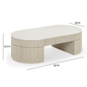 TOV Furniture Bella 52" Cream Storage Coffee Table - Stylish Handcrafted Centerpiece with Soft-Close Drawer Design TOV-OC54470