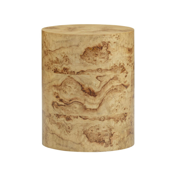TOV Furniture Fig Natural Burl Drum Side Table – Handcrafted Organic Design with Unique Grain, Fully Assembled! TOV-OC54473