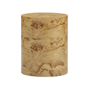 TOV Furniture Fig Natural Burl Drum Side Table – Handcrafted Organic Design with Unique Grain, Fully Assembled! TOV-OC54473