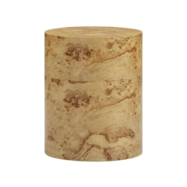 TOV Furniture Fig Natural Burl Drum Side Table – Handcrafted Organic Design with Unique Grain, Fully Assembled! TOV-OC54473