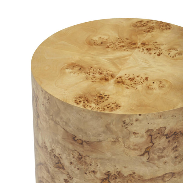 TOV Furniture Fig Natural Burl Drum Side Table – Handcrafted Organic Design with Unique Grain, Fully Assembled! TOV-OC54473