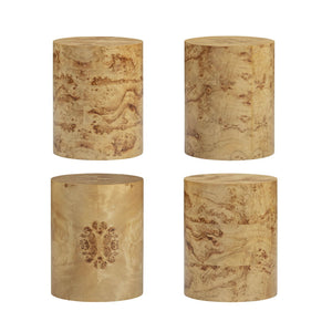 TOV Furniture Fig Natural Burl Drum Side Table – Handcrafted Organic Design with Unique Grain, Fully Assembled! TOV-OC54473