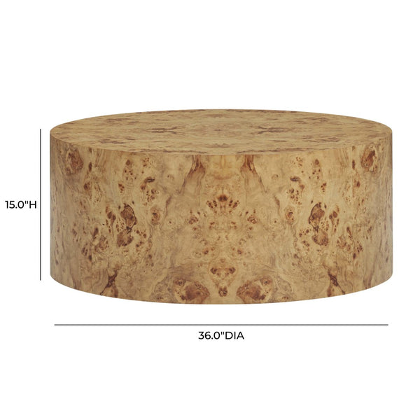 TOV Furniture Fig 36" Round Burl Coffee Table - Unique Natural Wood Design for Modern Living Room Elegance TOV-OC54474