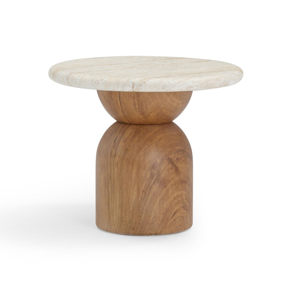 TOV Furniture Cynthia Faux Travertine Concrete Side Table - Elegant Indoor/Outdoor Accent with Durable Design TOV-OC54483