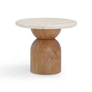 TOV Furniture Cynthia Faux Travertine Concrete Side Table - Elegant Indoor/Outdoor Accent with Durable Design TOV-OC54483