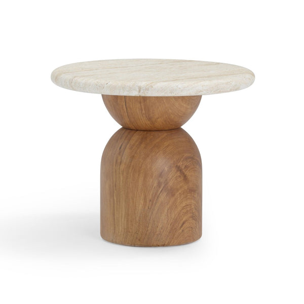 TOV Furniture Cynthia Faux Travertine Concrete Side Table - Elegant Indoor/Outdoor Accent with Durable Design TOV-OC54483