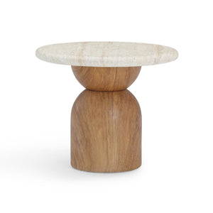TOV Furniture Cynthia Faux Travertine Concrete Side Table - Elegant Indoor/Outdoor Accent with Durable Design TOV-OC54483