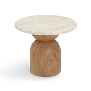 TOV Furniture Cynthia Faux Travertine Concrete Side Table - Elegant Indoor/Outdoor Accent with Durable Design TOV-OC54483