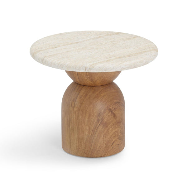 TOV Furniture Cynthia Faux Travertine Concrete Side Table - Elegant Indoor/Outdoor Accent with Durable Design TOV-OC54483