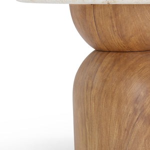 TOV Furniture Cynthia Faux Travertine Concrete Side Table - Elegant Indoor/Outdoor Accent with Durable Design TOV-OC54483