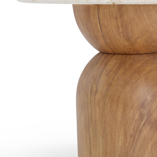 TOV Furniture Cynthia Faux Travertine Concrete Side Table - Elegant Indoor/Outdoor Accent with Durable Design TOV-OC54483