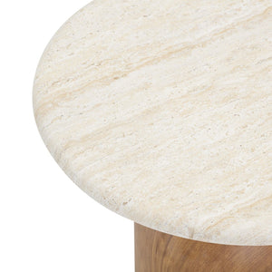 TOV Furniture Cynthia Faux Travertine Concrete Side Table - Elegant Indoor/Outdoor Accent with Durable Design TOV-OC54483