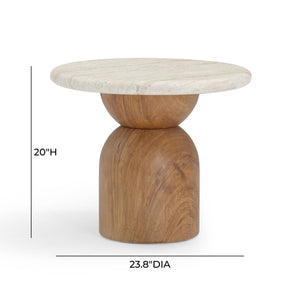 TOV Furniture Cynthia Faux Travertine Concrete Side Table - Elegant Indoor/Outdoor Accent with Durable Design TOV-OC54483