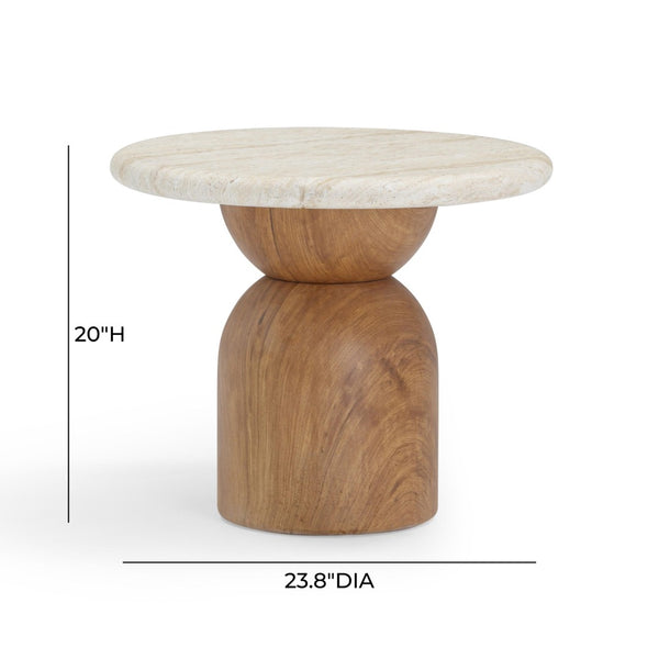 TOV Furniture Cynthia Faux Travertine Concrete Side Table - Elegant Indoor/Outdoor Accent with Durable Design TOV-OC54483