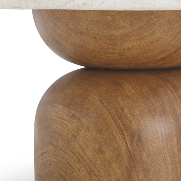 TOV Furniture Cynthia 36" Faux Travertine Concrete Coffee Table – Stylish Indoor/Outdoor Centerpiece for Any Space TOV-OC54484