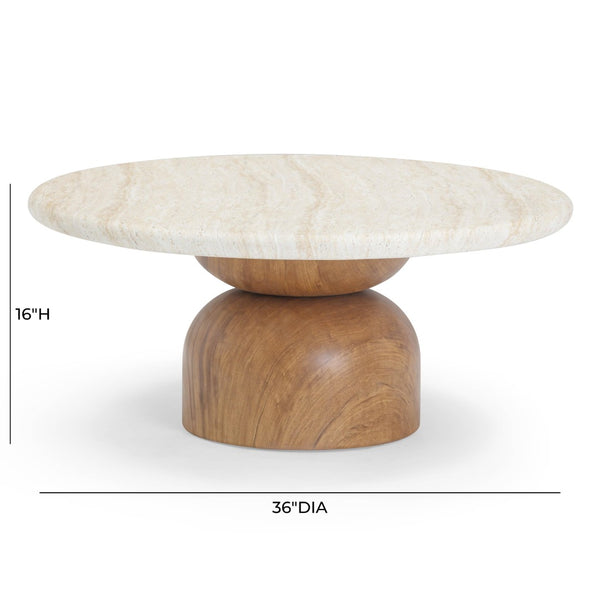 TOV Furniture Cynthia 36" Faux Travertine Concrete Coffee Table – Stylish Indoor/Outdoor Centerpiece for Any Space TOV-OC54484