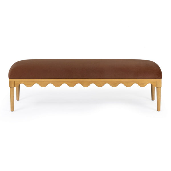 TOV Furniture Oodle Plush Vegan Mohair Bench with Sculptural Wood Frame for Stylish and Comfortable Seating Bronze TOV-OC54543